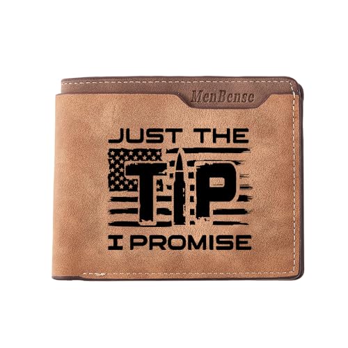 DecorMyWay Herren PU Geldbörse Mehrere Kartenfächer, Ausweisfenster mit Lasergravurmuster, Just the Tip I Promise, 11.5cmx9.5cm, Klassisch DecorMyWay Herren PU Geldbörse Mehrere Kartenfächer, Ausweisfenster mit Lasergravurmuster, Just the Tip I Promise, 11.5cmx9.5cm, Klassisch von DecorMyWay