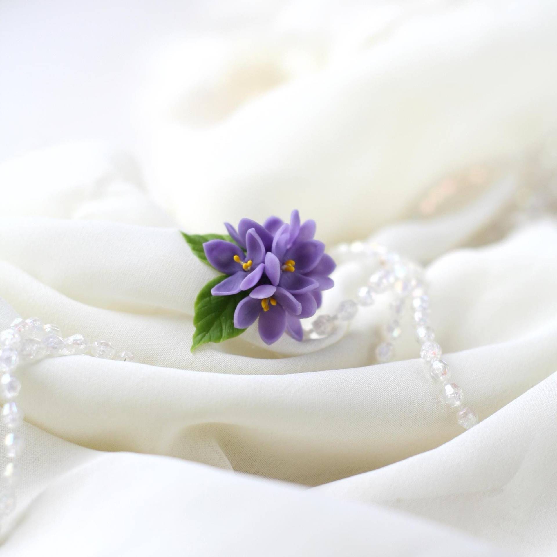 Handgemachte Lavendel Blüten Ring Polymer Clay Blumen Schmuck Handgemachte Lavendel Blüten Ring Polymer Clay Blumen Schmuck von DecorUA