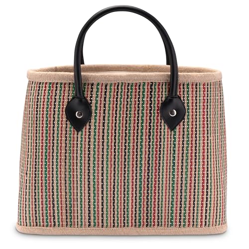 Decorasian Shopping Tasche aus Palmblatt – Handtasche im Shopper Format – Korbtasche für Damen im Boho Stil von Decorasian