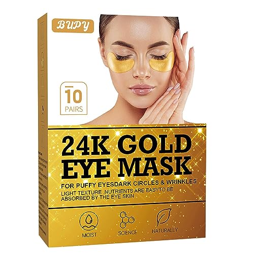 Augenklappe gegen Schwellungen | 10 Paar feuchtigkeitsspendende Augenpads aus 24-karätigem Gold | Nährendes Golden Eye Pad, Golden Eye Masque für Damen und Herren, schützt, spendet Decorhome von Decorhome