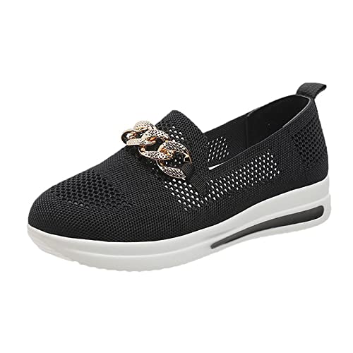 Damen Casual Slip On Walking Schuhe Flache Sneaker Schuhe Bequem Leicht Orthopädisch Casual Atmungsaktiv für Arbeit Einkaufen Spaziergang Angeln Gartenarbeit Schwarz von Decorhome