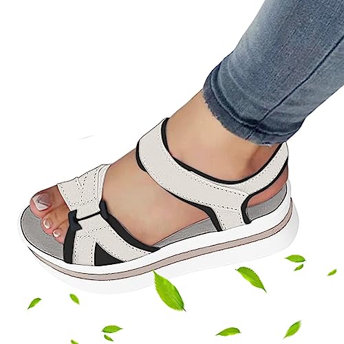 Decorhome Damen-Sandalen mit dicker Sohle, lässige Wandersandalen mit dicker Sohle, verstellbare flache dicke Sohle, Strandsandalen für Einkaufen, Camping von Decorhome