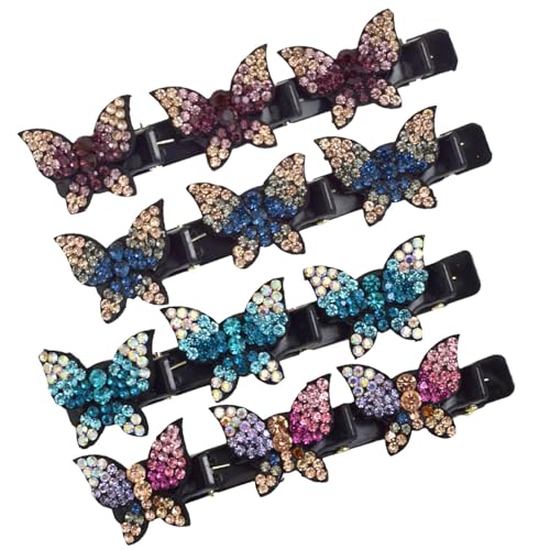 Decorhome Flecht-Haarspangen – 4 Modische Flechthaar-Werkzeuge | Strass Haarspangen | Doppellagiges Entenschnabel-Haar-Styling-Zubehör Zum Abteilen | Elegante Haarnadeln Für Damen, Teenager, Mädchen von Decorhome