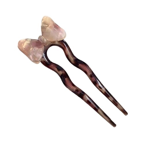 Decorhome Haarstäbchen Für Dutts – Elegante U-förmige Haarstäbchen Mit Fliege Für Frauen | Chinesische Spiralhaarnadel | Ästhetische Kopfbedeckungen Für Stilvolle Haarknoten | Hochwertiger Einfacher K von Decorhome