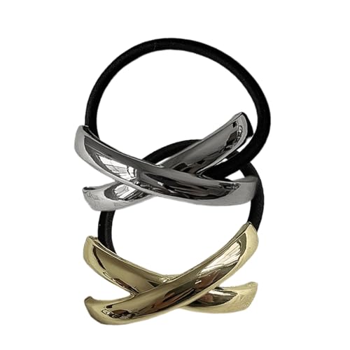 Haargummis für Damen – Metall-Mehrzweck-Pferdeschwanz-Manschette, 2 x tragbare Haargummis, modisches Haar-Accessoire für hohen und niedrigen Pferdeschwanz von Decorhome