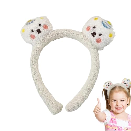 Make-up-Stirnband – 2 bezaubernde Bärenohren-Kopfbedeckungen | niedliches Plüsch-Make-up-Stirnband | weicher, bequemer Haarreifen für Damen und Mädchen | Stylischer Plüsch-Haarschmuck für von Decorhome