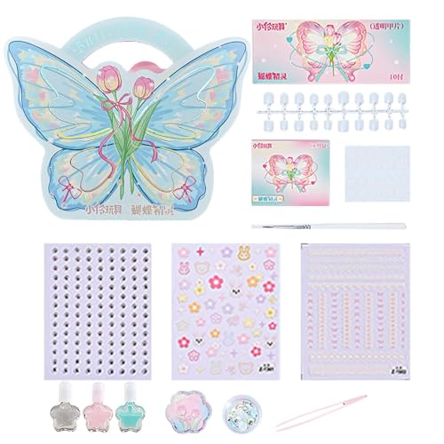 Salon Set - Kid's Butterfly Nail Polish Kit - Butterfly Packaging Nail Accessories for Birthday, Children's Day, and Christmas von Decorhome
