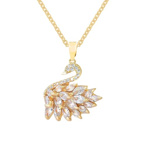 Schillernde Schwan-Halskette – niedliche Tier-Vogel-Halskette mit glänzendem Schwanen-Anhänger | eleganter rosa Kristallschwan-Anhänger | Damenschmuck für Mutter und Freundin | eingelegt mit von Decorhome