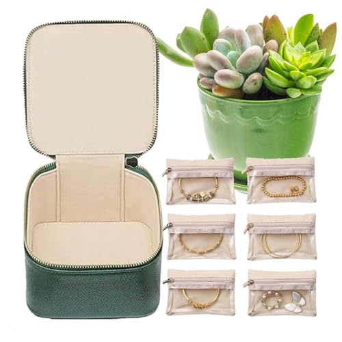 Schmuck-Reise-Organizer, Ohrring-Halter – PU-Leder-Schmuck-Organizer, Schmuckschatulle mit 6 Schmucktaschen mit Reißverschluss für Damen und Mädchen, Refer to description, Kunstleder, Unisex von Decorhome