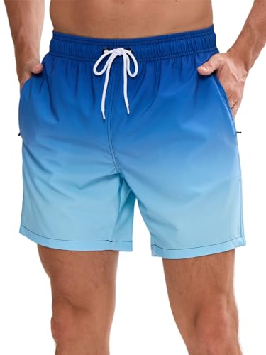 Decorie Badeshorts Herren Badehose Männer Schnelltrocknend Schwimmhose Boardshorts Herren Schwimmshort mit Meshfutter (Blau-A,M) von Decorie