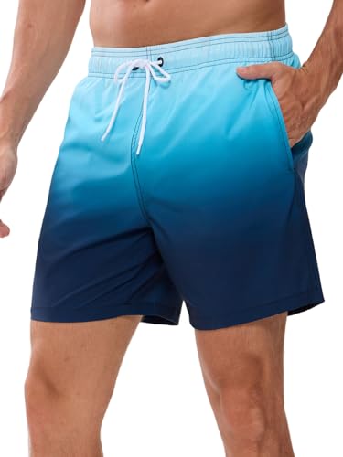 Decorie Badeshorts Herren Badehose Männer Schnelltrocknend Schwimmhose Boardshorts Herren Schwimmshort mit Meshfutter (Blau-B,M) von Decorie