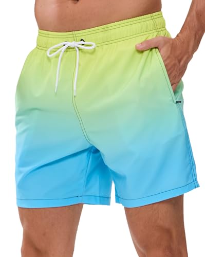 Badehose Herren Badeshorts Männer Schnelltrocknend Trendiger Farbverlaufdruck Schwimmhose Badeshorts für Herren Schwimmshort mit Meshfutter von Decorie
