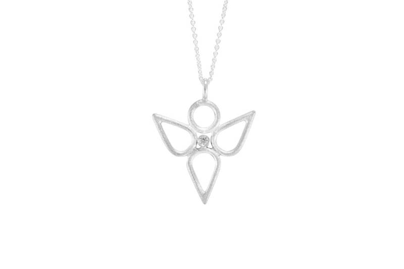 Schutzengelanhänger Mit Diamant, Angel-Halskette, Glück Halskette, Diamant-Halskette, Gold Halskette von DecoroDK