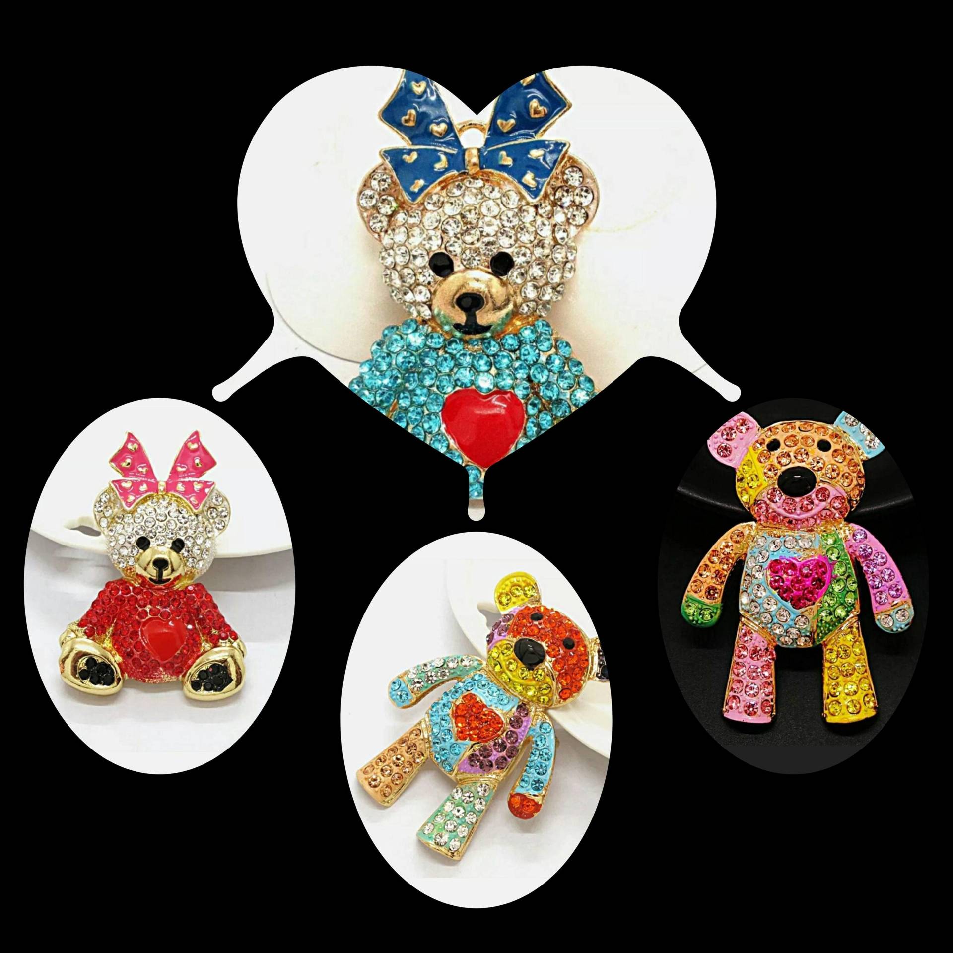 Mehrfarbige Teddybär-Brosche von Decorsbellacreation