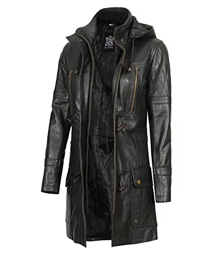 Decrum Brauner Kapuzen-Parka-Leder-Mantel-echtes Lederjacken für Frauen, Lisa - Schwarze Kapuzenjacke, Large von Decrum