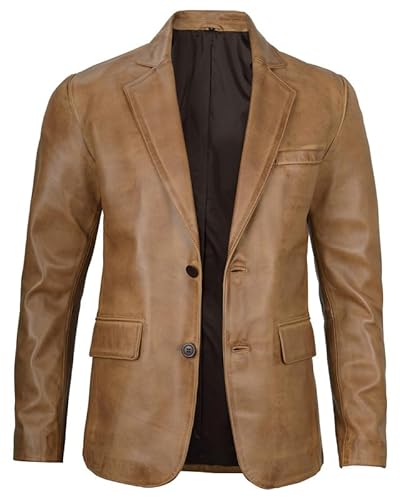 Decrum Lederblazer für Herren – Echtes Lammfell, lässige Herren-Lederjacke, 2-Knopf-Verschluss, Mantel-Stil, Camel - Blazer Ledermantel, XX-Large Decrum Lederblazer für Herren – Echtes Lammfell, lässige Herren-Lederjacke, 2-Knopf-Verschluss, Mantel-Stil, Camel - Blazer Ledermantel, XX-Large von Decrum