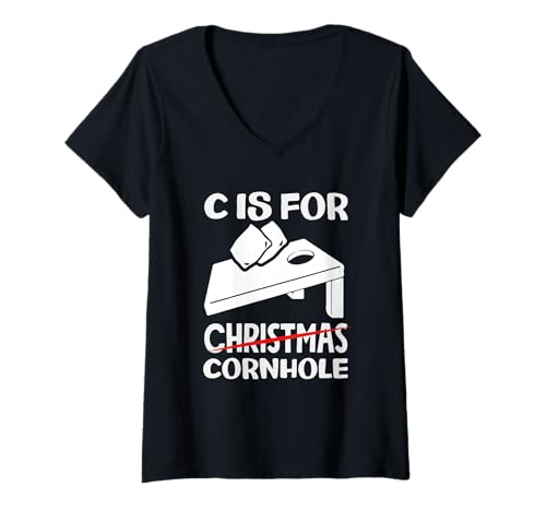 Damen C ist für Cornhole Cornhole Player-Spaß T-Shirt mit V-Ausschnitt von Dedicated Cornhole Players and Backyard Game Gifts