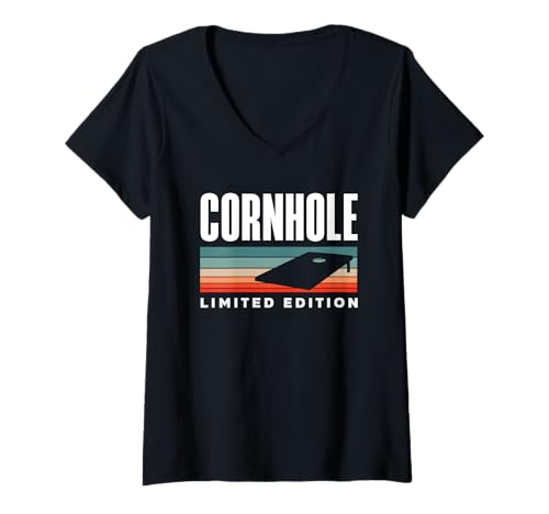 Damen Cornhole Cornhole Player in limitierter Auflage T-Shirt mit V-Ausschnitt von Dedicated Cornhole Players and Backyard Game Gifts