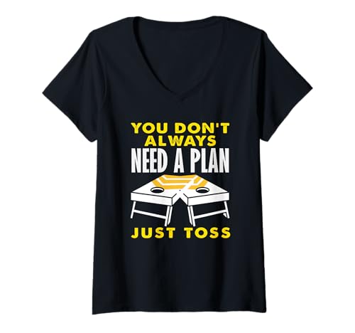 Damen Cornhole-Liebhaber brauchen einen Plan, werfen Sie einfach Spaß T-Shirt mit V-Ausschnitt Damen Cornhole-Liebhaber brauchen einen Plan, werfen Sie einfach Spaß T-Shirt mit V-Ausschnitt von Dedicated Cornhole Players and Backyard Game Gifts