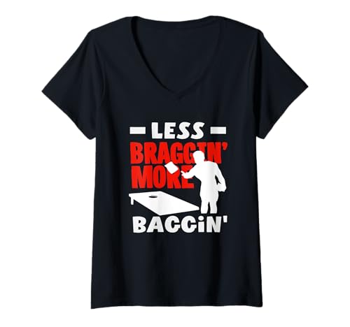 Damen Cornhole-Liebhaber: Weniger Prahlerei, mehr Baccin' T-Shirt mit V-Ausschnitt Damen Cornhole-Liebhaber: Weniger Prahlerei, mehr Baccin' T-Shirt mit V-Ausschnitt von Dedicated Cornhole Players and Backyard Game Gifts
