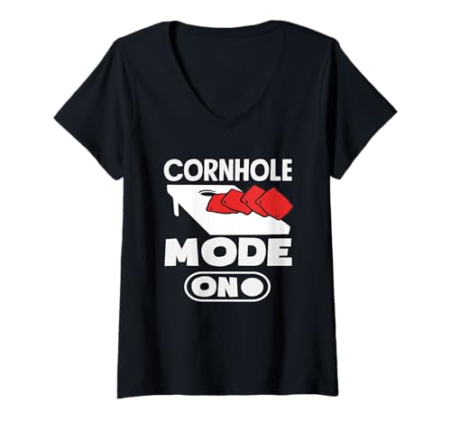 Damen Cornhole Mode auf Cornhole Player T-Shirt mit V-Ausschnitt von Dedicated Cornhole Players and Backyard Game Gifts
