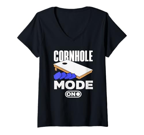 Damen Cornhole Player Cornhole-Modus EIN lustiges Spiel T-Shirt mit V-Ausschnitt von Dedicated Cornhole Players and Backyard Game Gifts