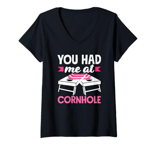 Damen Du hattest mich bei Cornhole Lover Game Fun T-Shirt mit V-Ausschnitt Damen Du hattest mich bei Cornhole Lover Game Fun T-Shirt mit V-Ausschnitt von Dedicated Cornhole Players and Backyard Game Gifts