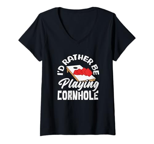 Damen I'd Rather Be Playing Cornhole Lover Fun Outdoor-Spiel T-Shirt mit V-Ausschnitt Damen I'd Rather Be Playing Cornhole Lover Fun Outdoor-Spiel T-Shirt mit V-Ausschnitt von Dedicated Cornhole Players and Backyard Game Gifts