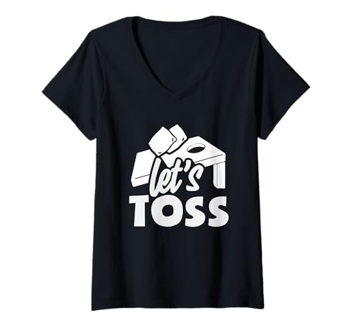 Damen Lass Uns Cornhole Player Fun Game Vibes rauswerfen T-Shirt mit V-Ausschnitt von Dedicated Cornhole Players and Backyard Game Gifts