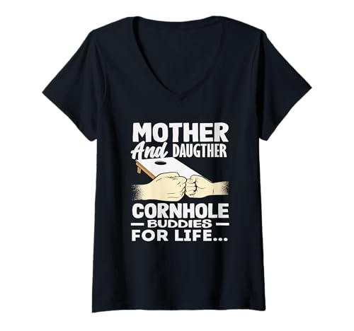 Damen Mutter und Tochter Cornhole Buddies For Life Cornhole Lover T-Shirt mit V-Ausschnitt von Dedicated Cornhole Players and Backyard Game Gifts