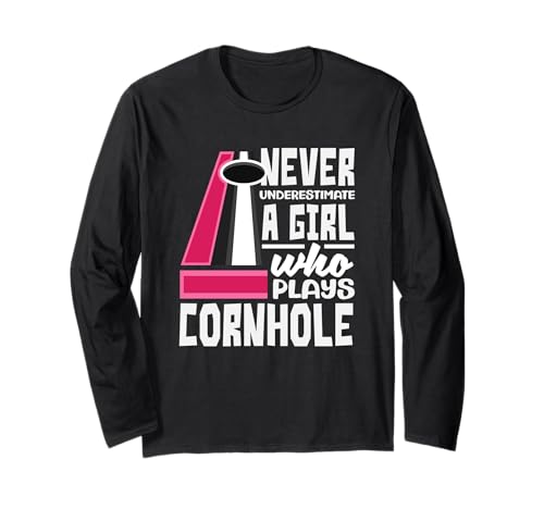 Unterschätze Niemals EIN Mädchen, das Cornhole Player spielt Langarmshirt Unterschätze Niemals EIN Mädchen, das Cornhole Player spielt Langarmshirt von Dedicated Cornhole Players and Backyard Game Gifts