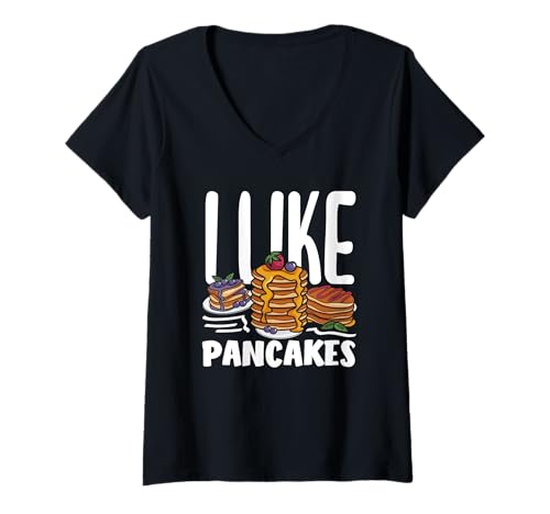 Damen Ich mag Pfannkuchen Stack Fun Breakfast Vibes T-Shirt mit V-Ausschnitt Damen Ich mag Pfannkuchen Stack Fun Breakfast Vibes T-Shirt mit V-Ausschnitt von Dedicated Fans of Pancakes and Sweet Mornings Gift