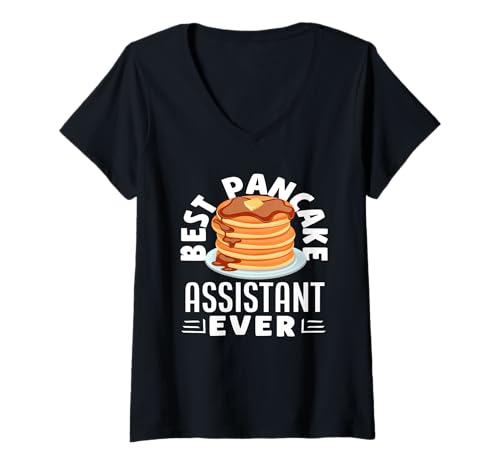 Damen Pfannkuchen Der beste Pfannkuchen-Assistent aller Zeiten T-Shirt mit V-Ausschnitt Damen Pfannkuchen Der beste Pfannkuchen-Assistent aller Zeiten T-Shirt mit V-Ausschnitt von Dedicated Fans of Pancakes and Sweet Mornings Gift
