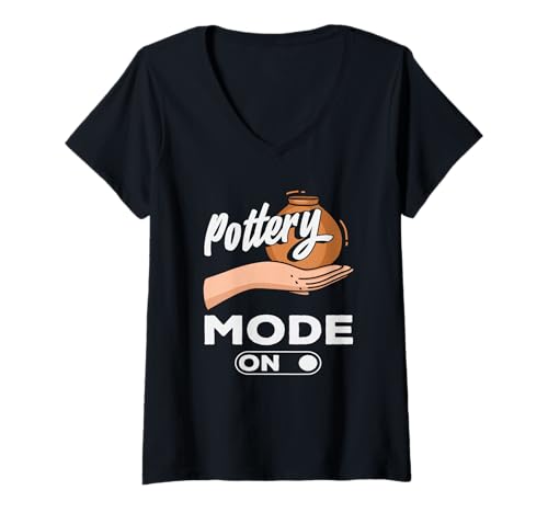 Damen Töpfermodus Über die Leidenschaft von Töpferliebhabern T-Shirt mit V-Ausschnitt von Dedicated Fans of Pottery and Ceramic Crafting