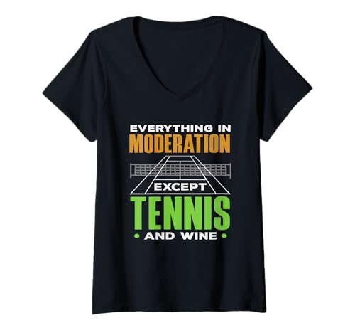 Damen Alles in Maßen außer Tennisspieler T-Shirt mit V-Ausschnitt von Dedicated Fans of Tennis Matches and Racket Sports