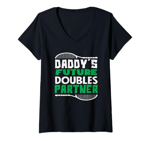 Damen Daddy's Future Doubles Partner Tennisspieler T-Shirt mit V-Ausschnitt von Dedicated Fans of Tennis Matches and Racket Sports