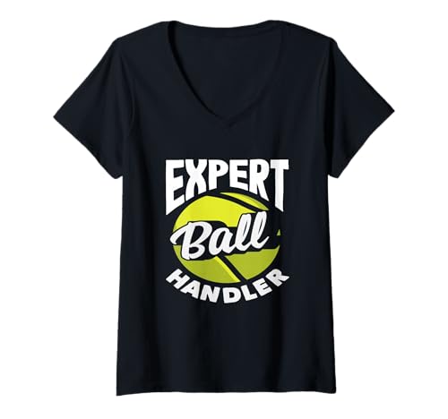 Damen Expert Ball Handler Tennisspieler Fun Tennis T-Shirt mit V-Ausschnitt von Dedicated Fans of Tennis Matches and Racket Sports