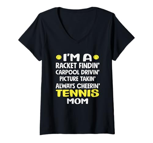 Damen I'm A Tennis Mom Racket Finding Tennis Player T-Shirt mit V-Ausschnitt von Dedicated Fans of Tennis Matches and Racket Sports