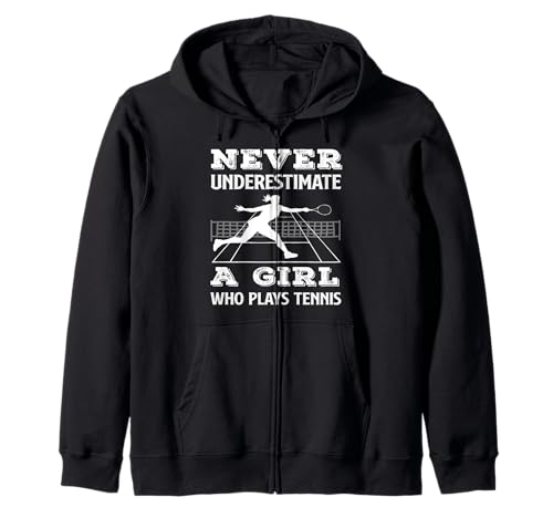 Unterschätze Niemals das Mädchen, das Tennisspielerin spielt Kapuzenjacke von Dedicated Fans of Tennis Matches and Racket Sports