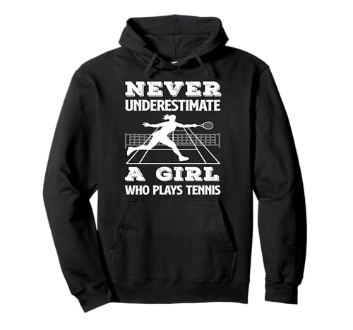 Unterschätze Niemals das Mädchen, das Tennisspielerin spielt Pullover Hoodie von Dedicated Fans of Tennis Matches and Racket Sports