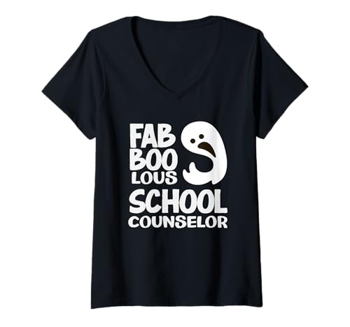 Damen Fab Boo Lous Schulberater Halloween Spirit T-Shirt mit V-Ausschnitt von Dedicated School Counselors and Student Support