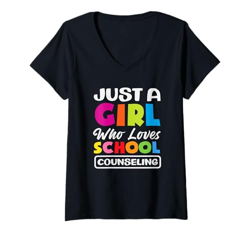 Damen Nur EIN Mädchen, das das Leben als Schulberaterin liebt T-Shirt mit V-Ausschnitt von Dedicated School Counselors and Student Support