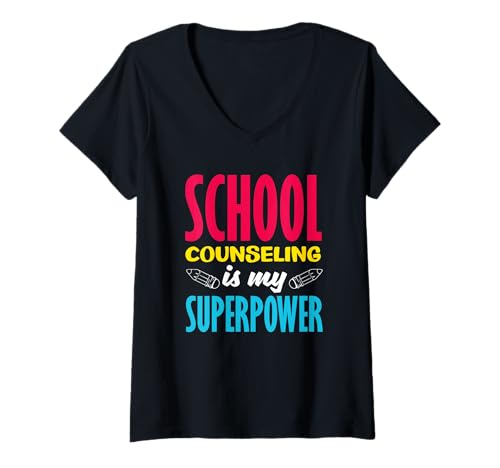 Damen Schulberatungsberatung ist Meine Superkraft T-Shirt mit V-Ausschnitt von Dedicated School Counselors and Student Support