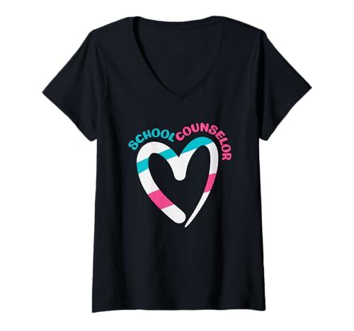 Damen Wertschätzung des Schulberaters von Heart Love T-Shirt mit V-Ausschnitt von Dedicated School Counselors and Student Support