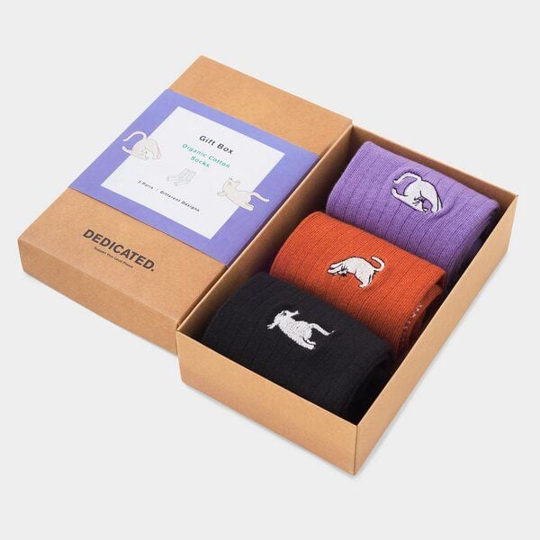 DEDICATED Box mit 3 Paar Socken - Yoga Cats von Dedicated