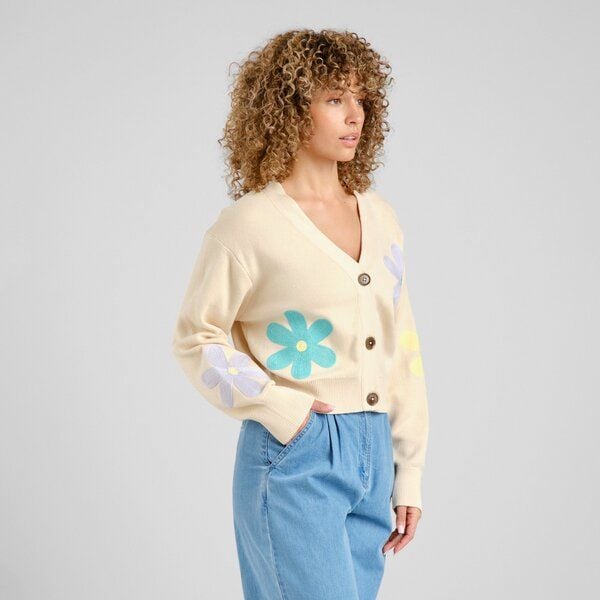 DEDICATED Cardigan Kanan Application Flower - Vanilla von Dedicated
