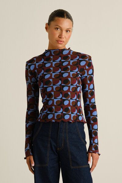 DEDICATED Langarmshirt Ryd Rib "Retro Geo" aus Biobaumwolle von Dedicated