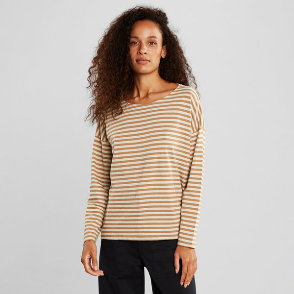 DEDICATED Longsleeve Humledal Stripes - Tiger Brown von Dedicated