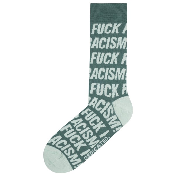 DEDICATED - Socks Sigtuna Fuck Racism Pattern - Multifunktionssocken Gr 36-40 grau von Dedicated