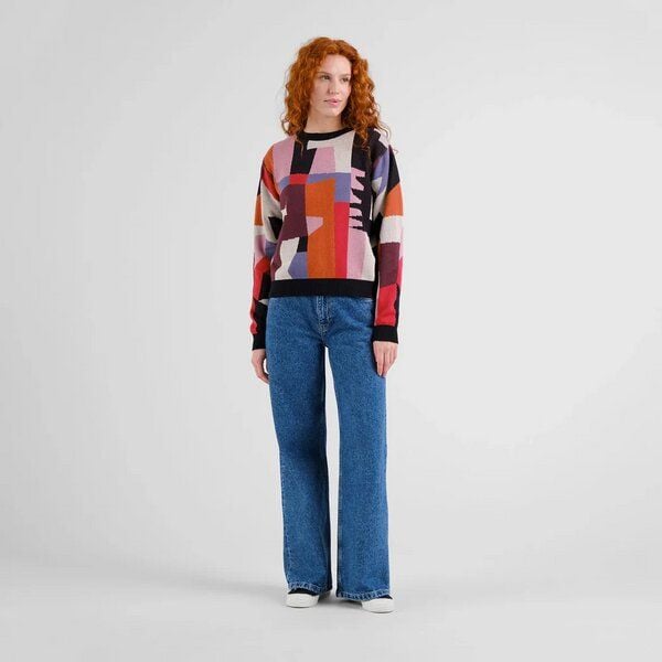 DEDICATED Sweater Arendal Abstract Chaos - Gemusterter Baumwollstrick Pullover von Dedicated